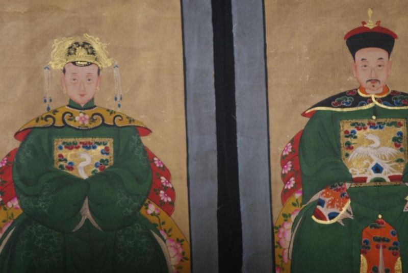 Chinese Dignitaries China Painting Light Green 2