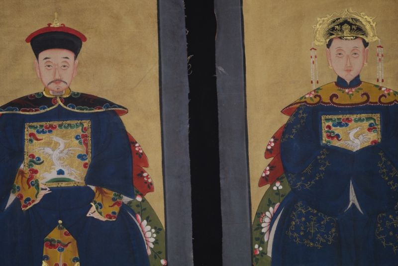 Chinese Dignitaries China Painting Navy Blue 2