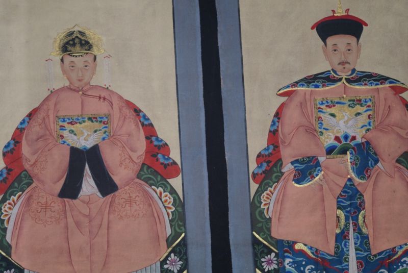 Chinese Dignitaries China Painting Pink 2