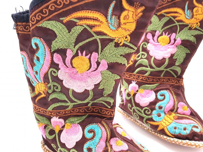 Chinese Embroidery - Miao Baby Slippers - Ankle boot - Brown, multicolored 2