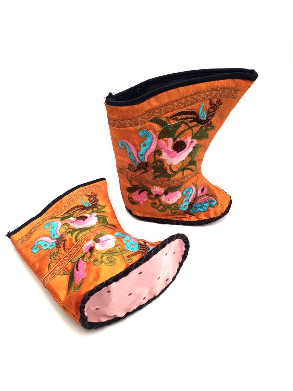 Chinese Embroidery - Miao Baby Slippers - Ankle boot - Orange 2
