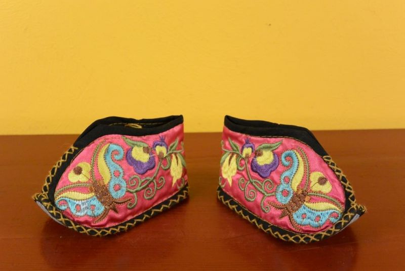 Chinese Embroidery - Miao Baby Slippers - Butterfly - Pink 1