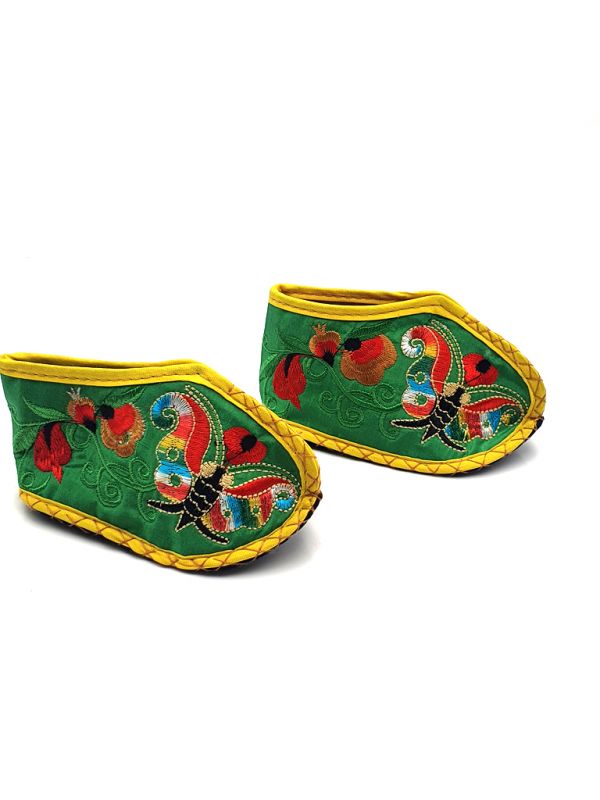 Chinese Embroidery - Miao Baby Slippers - Green 1