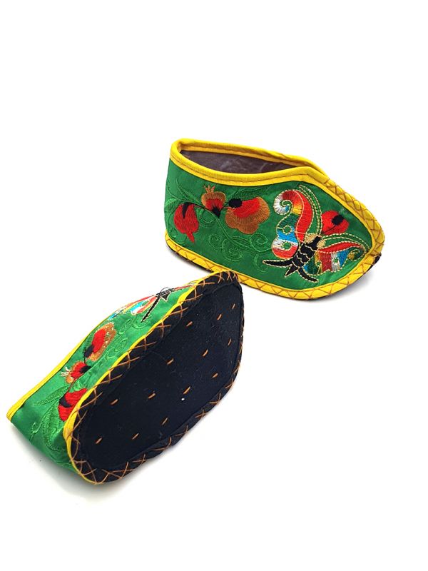Chinese Embroidery - Miao Baby Slippers - Green 2