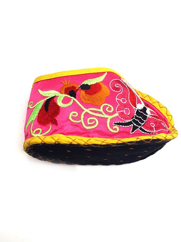 Chinese Embroidery - Miao Baby Slippers - Neon pink 3