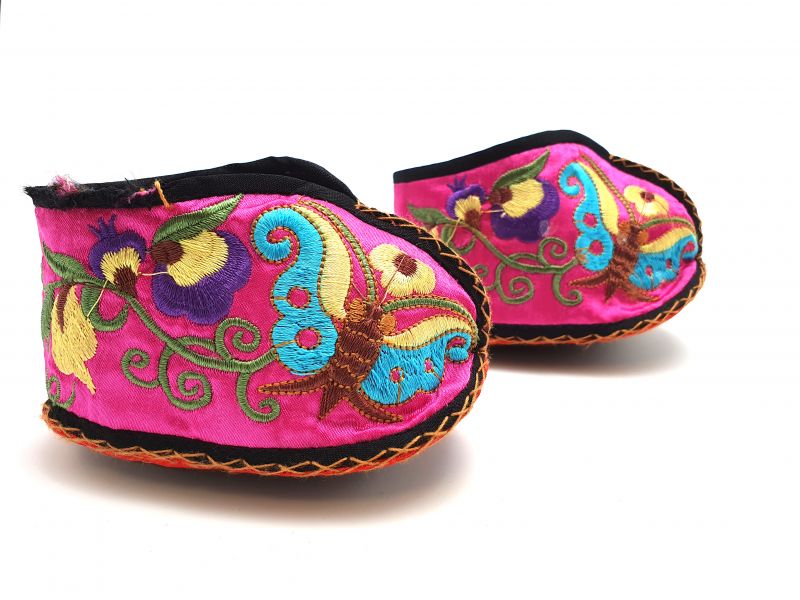 Chinese Embroidery - Miao Baby Slippers - Pink 1