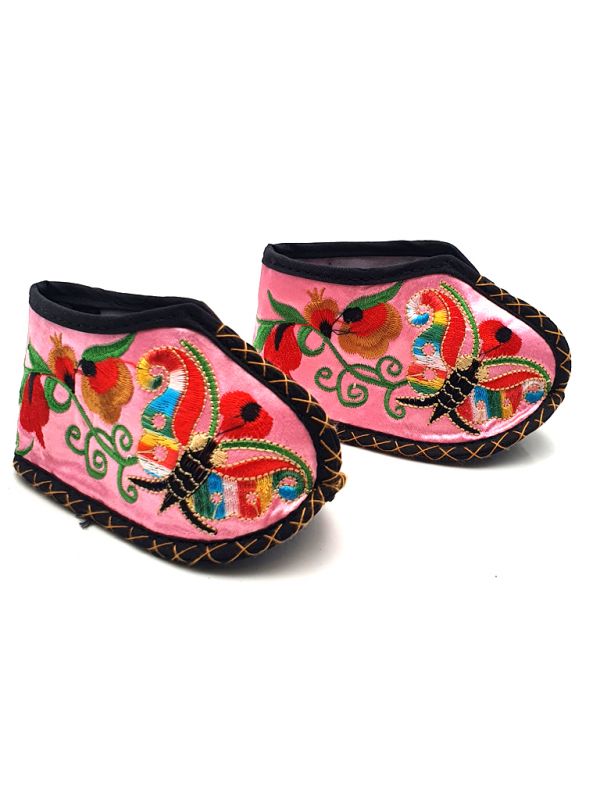 Chinese Embroidery - Miao Baby Slippers - Pink 1