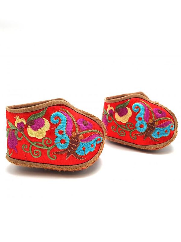 Chinese Embroidery - Miao Baby Slippers - Red 1