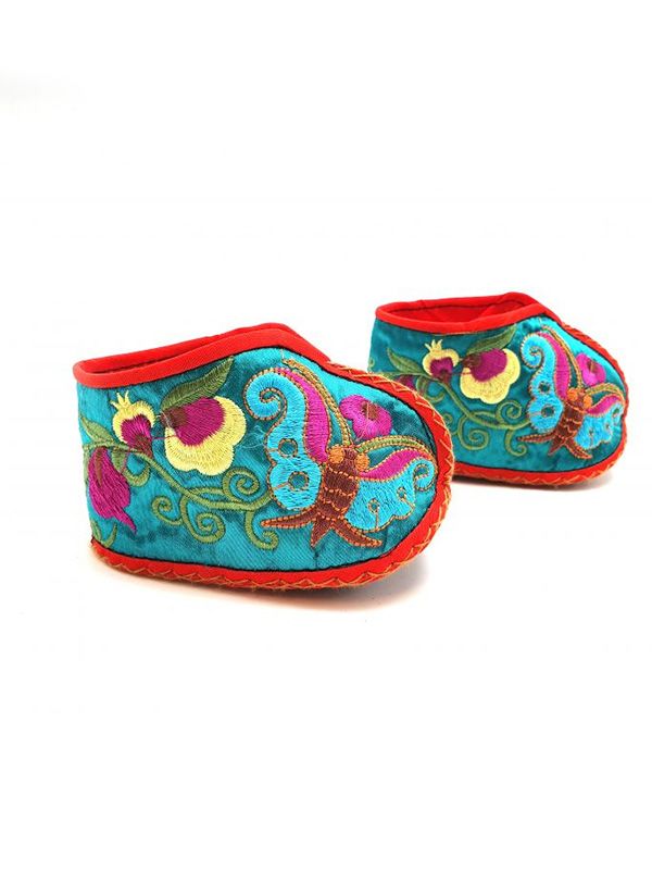 Chinese Embroidery - Miao Baby Slippers - Turquoise 1