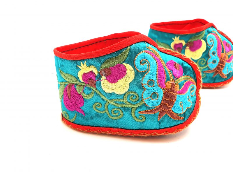 Chinese Embroidery - Miao Baby Slippers - Turquoise 2