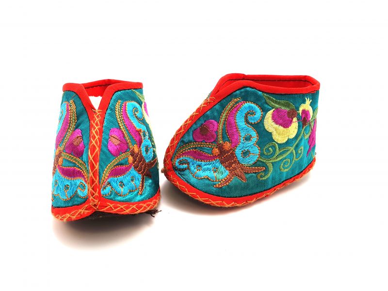 Chinese Embroidery - Miao Baby Slippers - Turquoise 3
