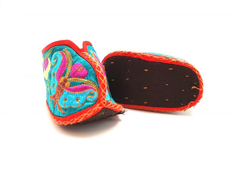 Chinese Embroidery - Miao Baby Slippers - Turquoise 4
