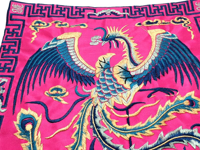 Chinese Embroidery - Square Ancestor - Emblem - Pink - Phoenix 2