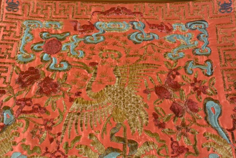 Chinese Embroidery - Square Ancestor - Emblem - Red - White Crane 2