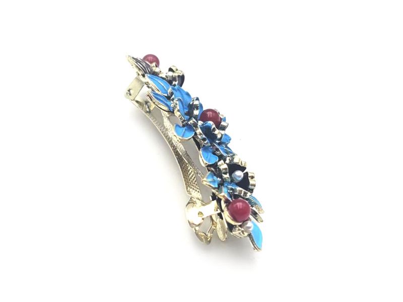 Chinese enamel barrette - Cloisonné - Chinese flowers 3