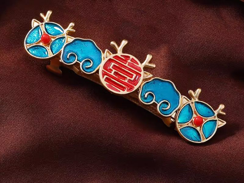 Chinese enamel barrette - Cloisonné 1