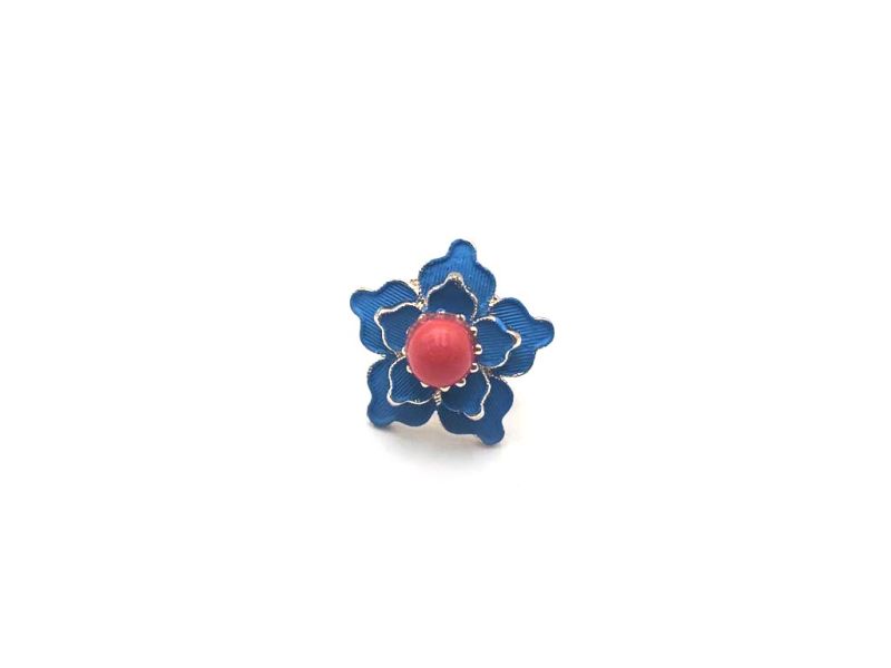 Chinese Enamel Pin - Cloisonné - Flower - Red pearl 1
