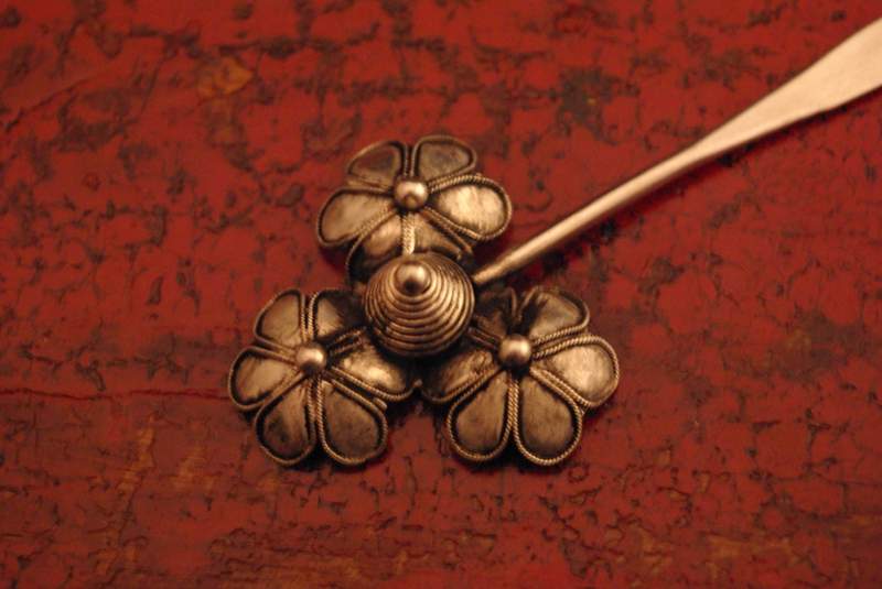 Chinese ethnic Triple Flowers hairpins Miao minority 3