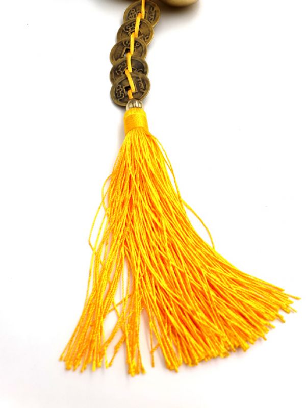 Chinese Feng Shui Pendant 5 Coins - Wu Lou Gourde - Yellow 3