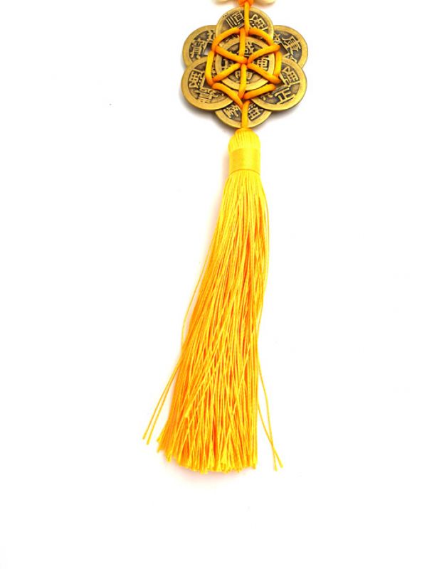 Chinese Feng Shui Pendant 7 Coins - Yellow 2