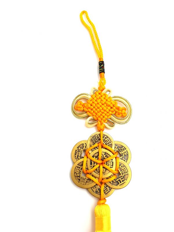 Chinese Feng Shui Pendant 7 Coins - Yellow 3