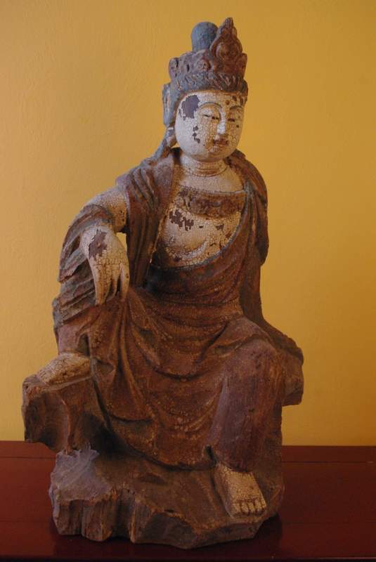 Chinese Goddess Statue Guan-yin Bodhisattva Polychrome 1