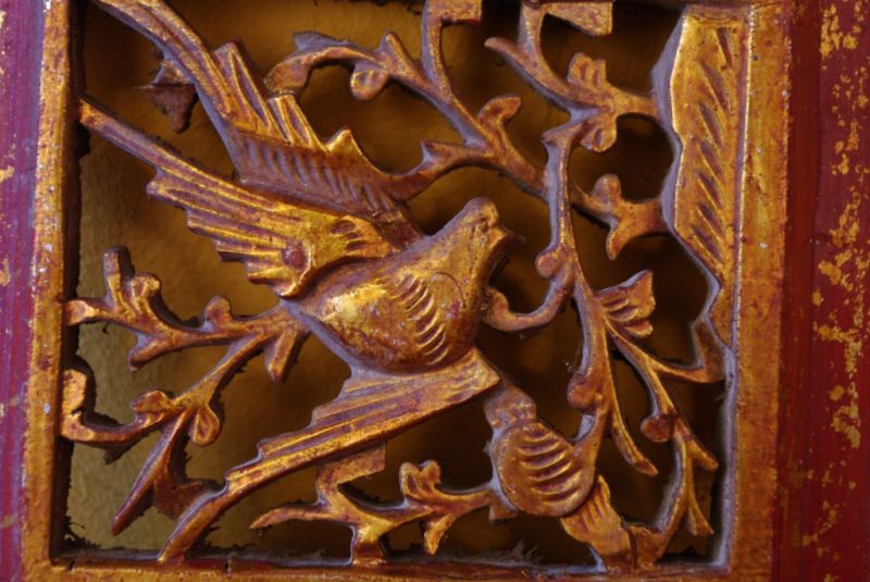Chinese hand carved wood panel bird 3