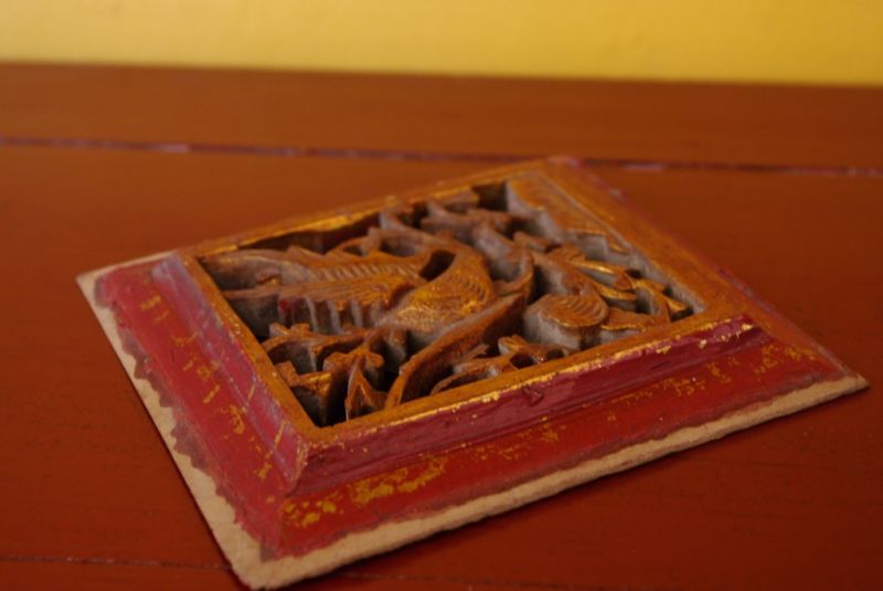 Chinese hand carved wood panel bird 5