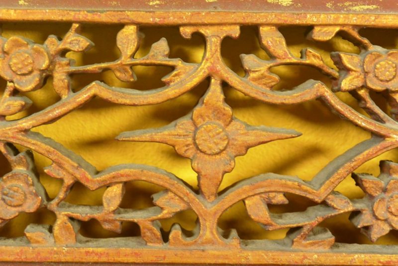 Chinese hand carved wood panel flower 4