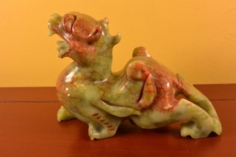 Chinese Jade Pixiu Green and Red 5