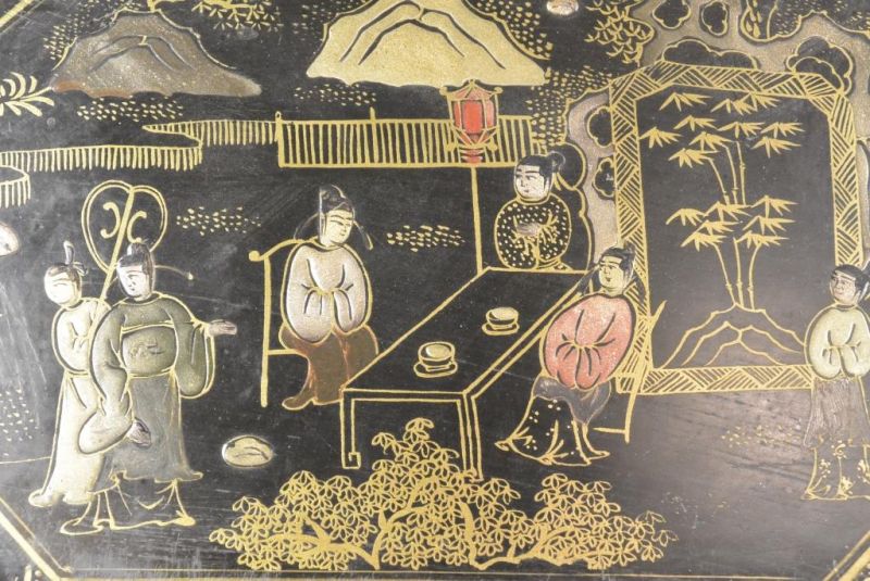 Chinese lacquer box - Black and gold 4 4