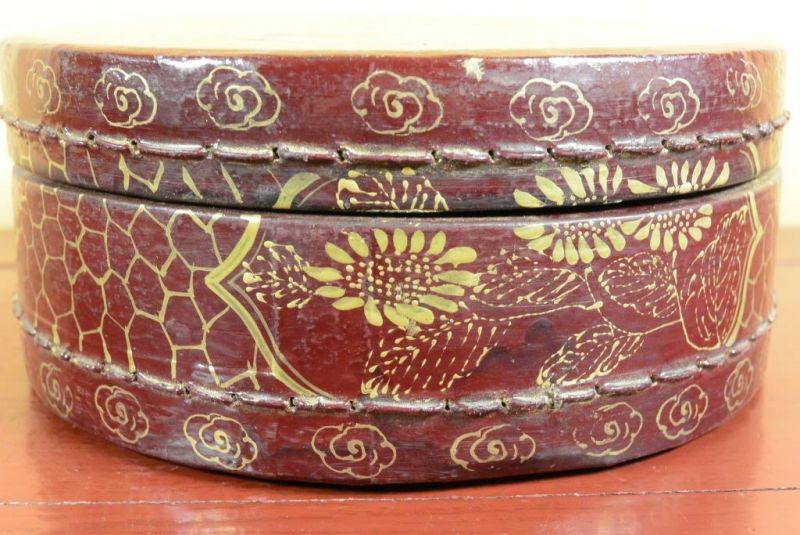 Chinese lacquer box - Red and gold 3