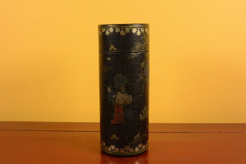 Chinese lacquer box - Tea box - Black and gold 1