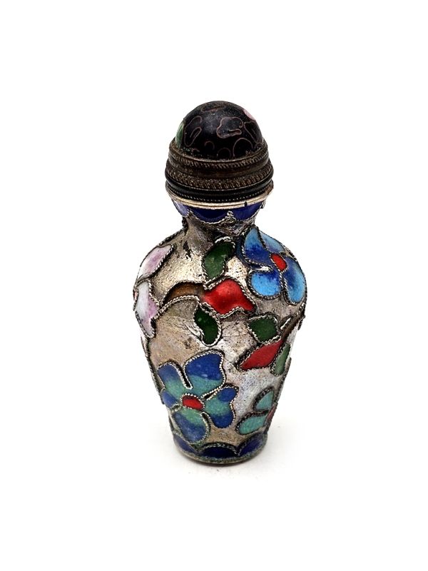 Chinese metal snuff bottles - Cloisonne - Silver 1