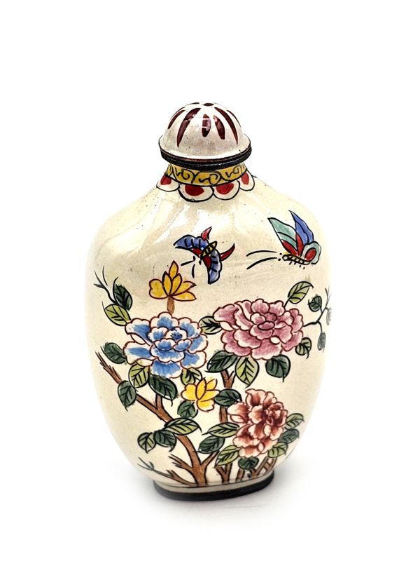 Chinese metal snuff bottles - Birds and butterflies 2