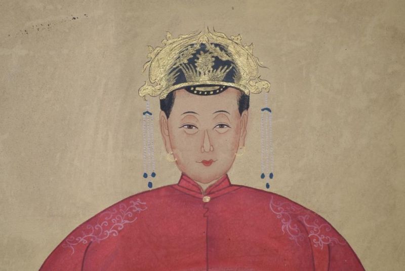 Chinese Ming ancestors couple Painting from China Red 3