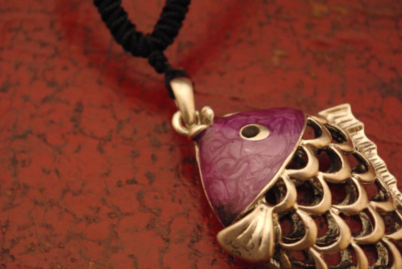 Chinese Necklace - Purple Fish 3