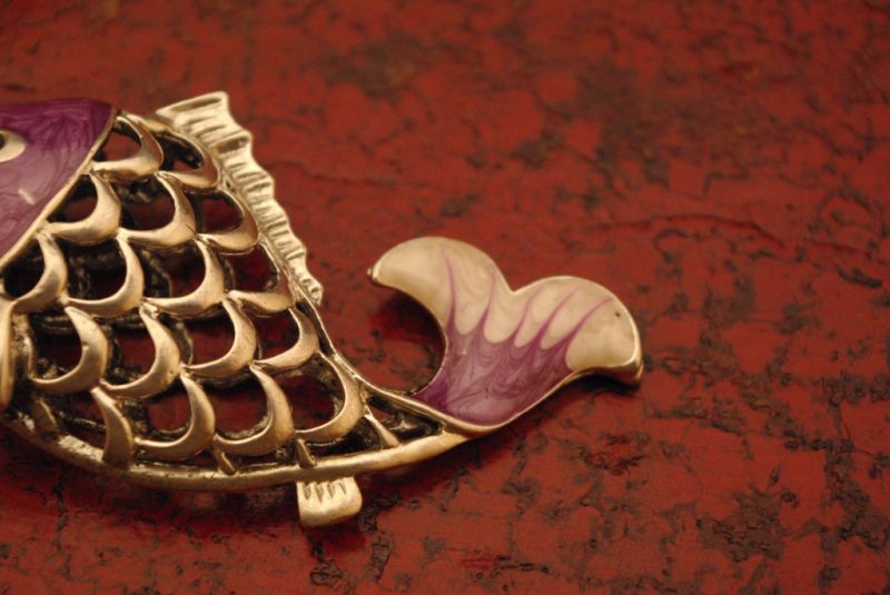 Chinese Necklace - Purple Fish 4