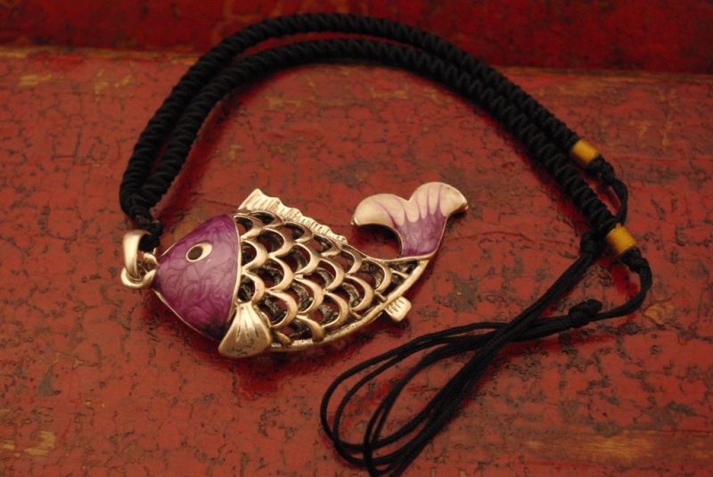 Chinese Necklace - Purple Fish 5