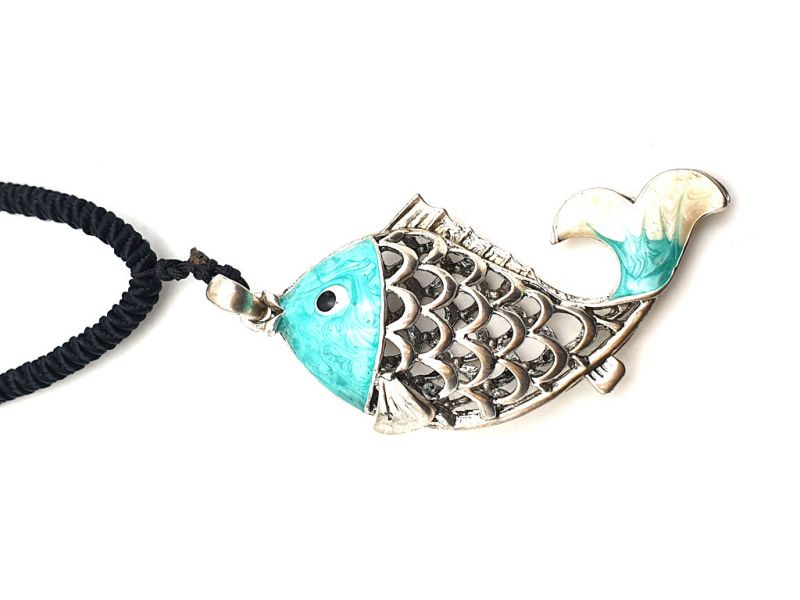 Chinese Necklace Blue Fish 1