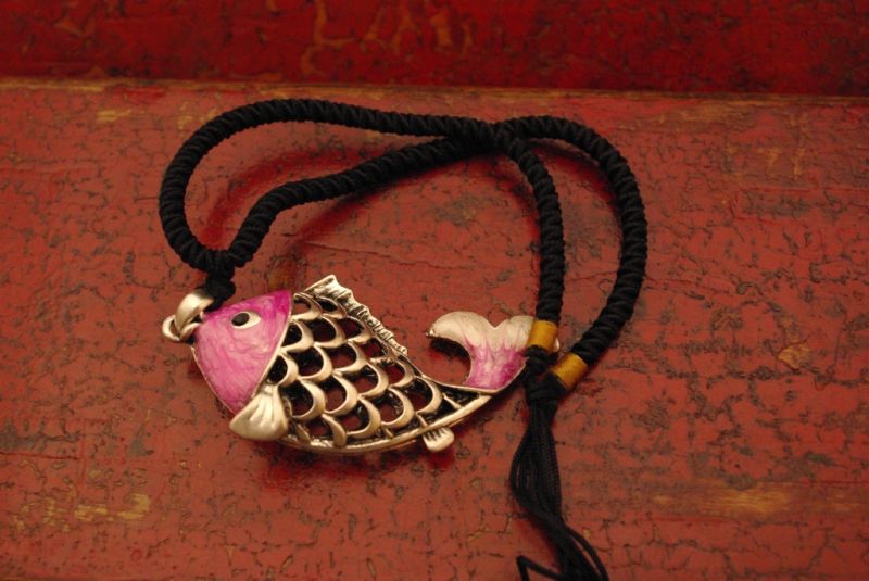 Chinese Necklace Pink Fish 5