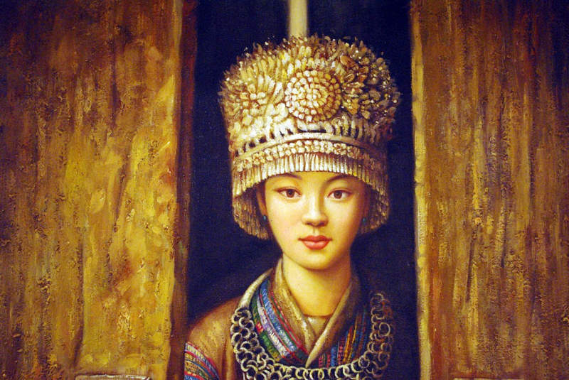 Chinese Oil Painting of a Miao minority woman 3