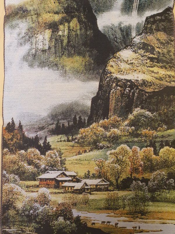 Chinese painting - Embroidery on silk - Landscape - Village on the mountain 2