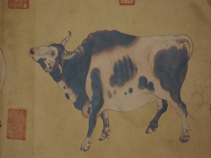 Chinese Painting Five Oxen Han Huang 3