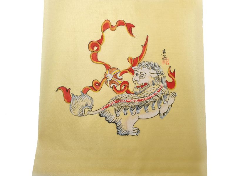 Chinese Painting on silk to frame - Chinese guardian lions 1