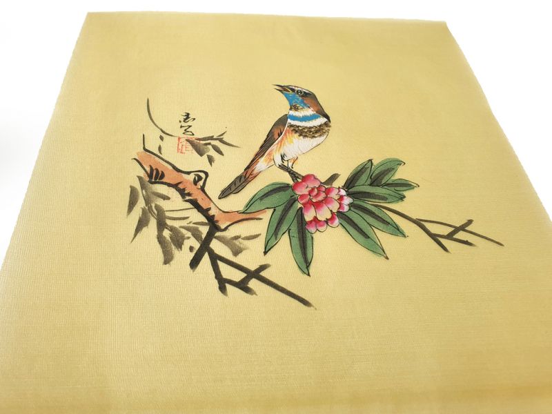 Chinese Painting on silk to frame - The bird on the flower 3