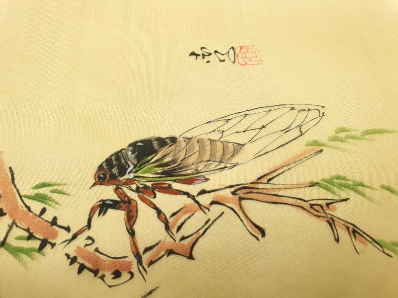 Chinese Painting on silk to frame - The insect on the branch 3