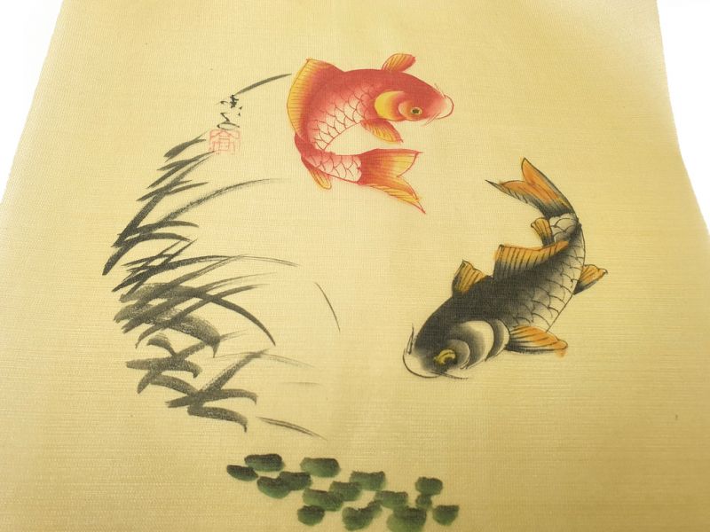 Chinese Painting on silk to frame - The red fish and the fish 2