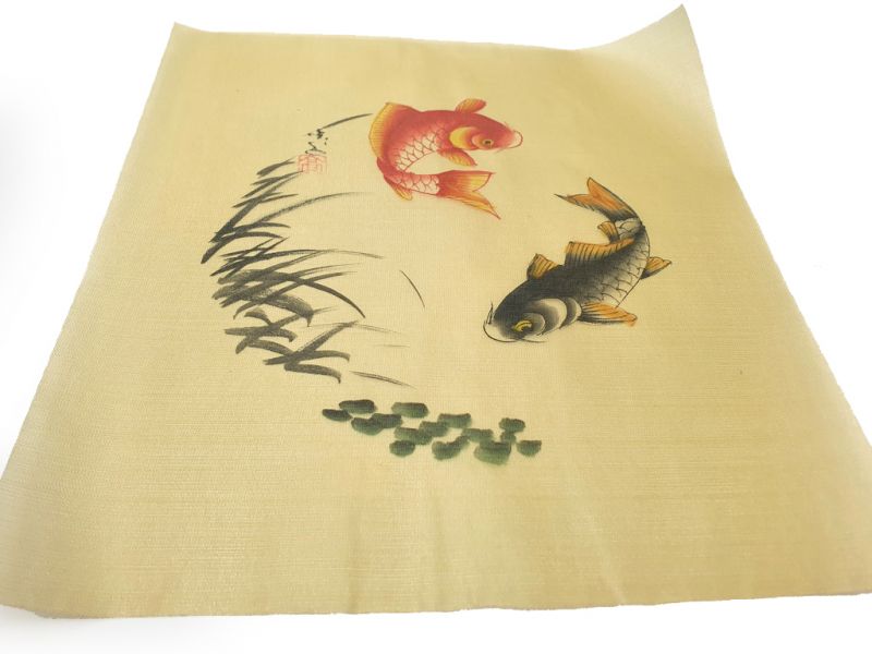 Chinese Painting on silk to frame - The red fish and the fish 3