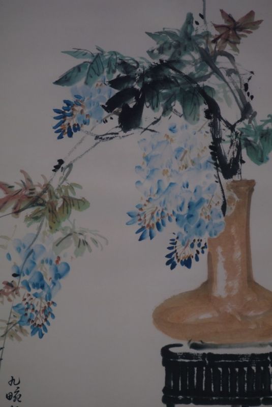 Chinese Painting Watercolor on silk Flowers bouquet 2